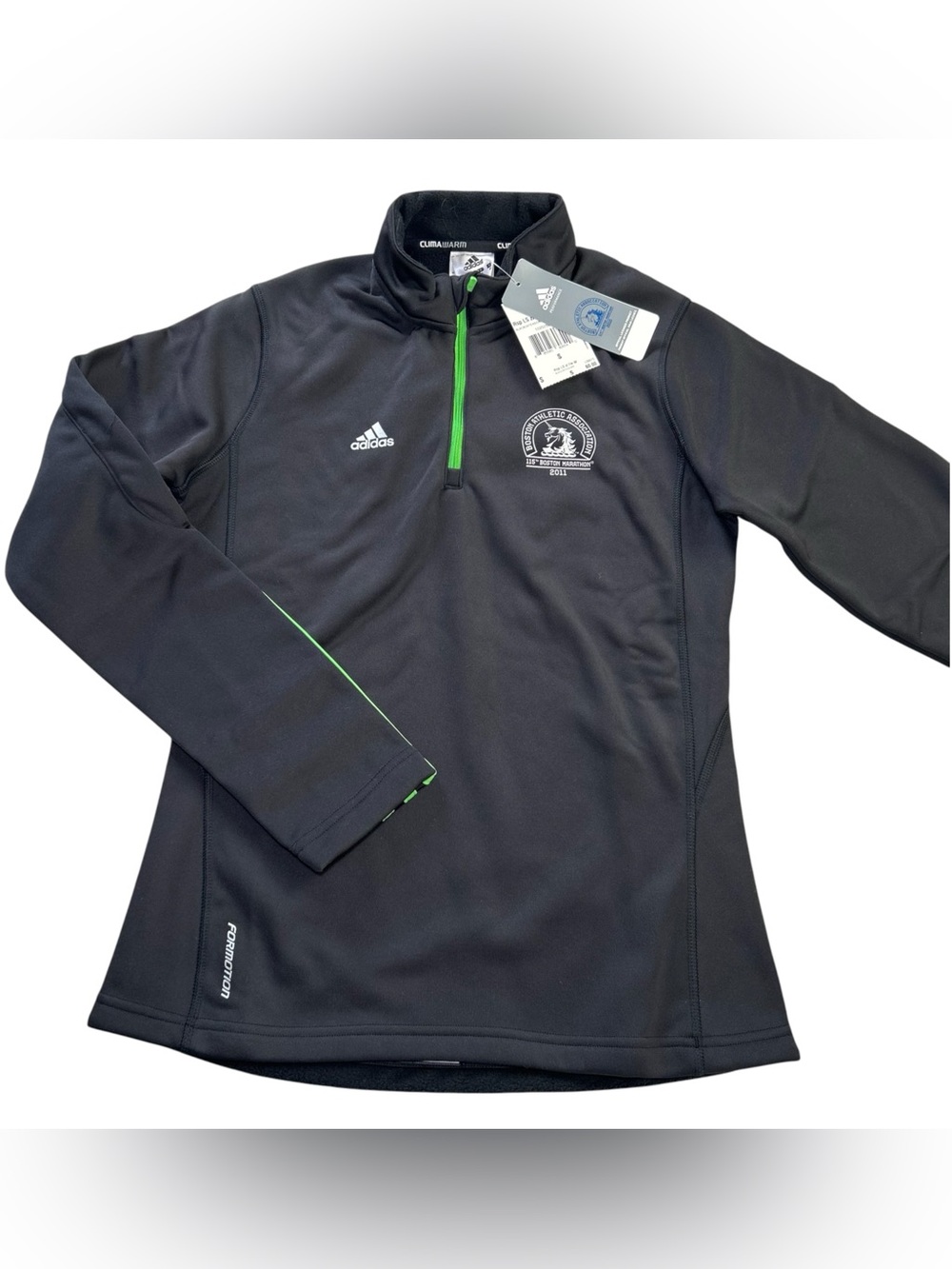 NWT Adidas 2011 115th Boston Marathon 1/4 Zip Jacket Black ClimaWarm Women's S